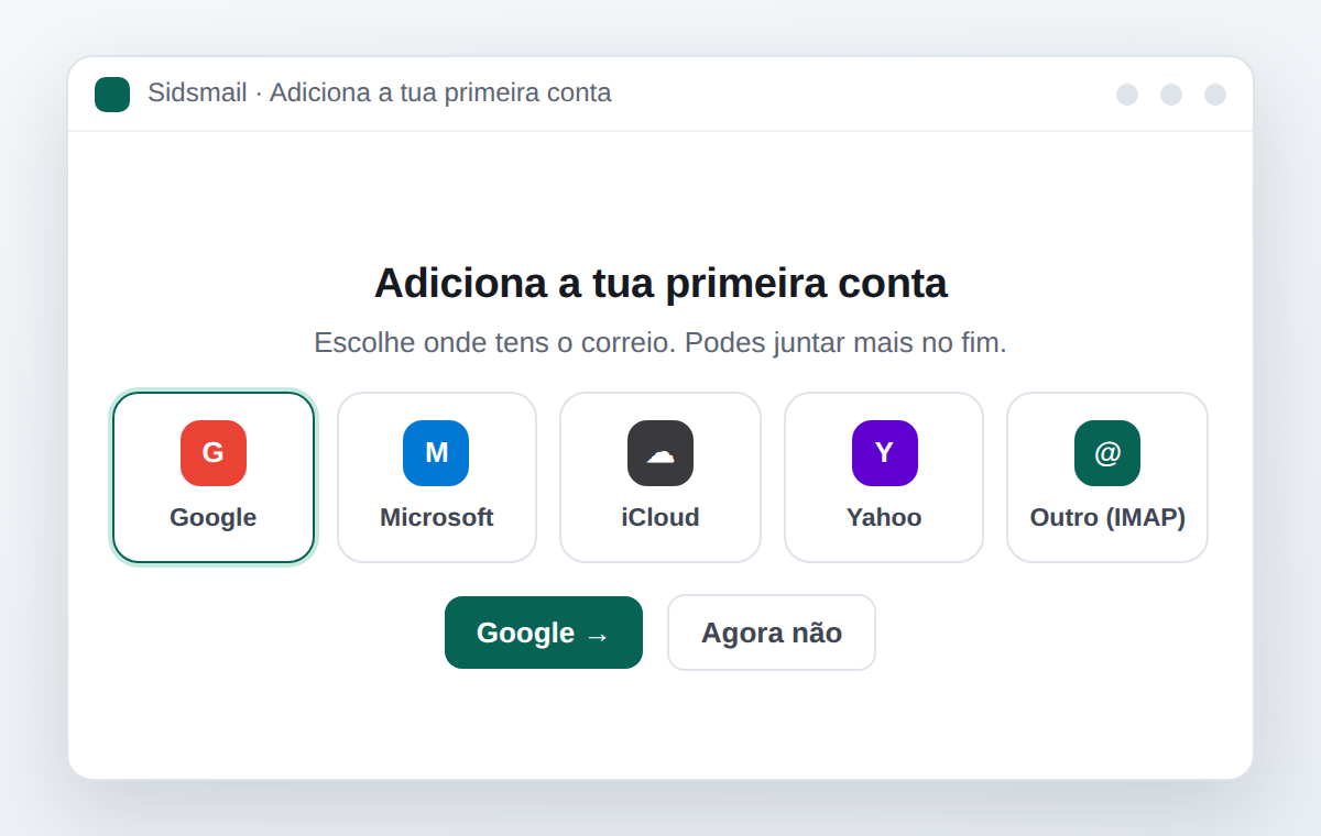 Ilustração do passo: Adicionar a primeira conta