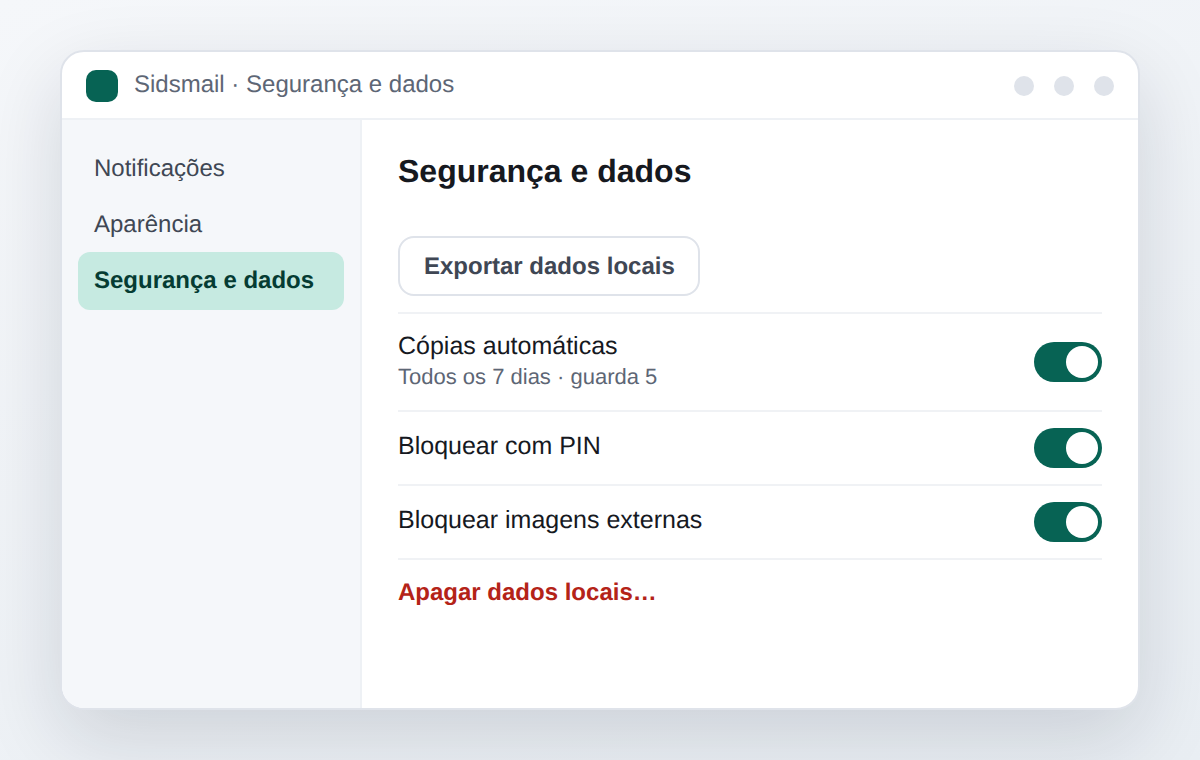 Ilustração do passo: Cópias de segurança e privacidade